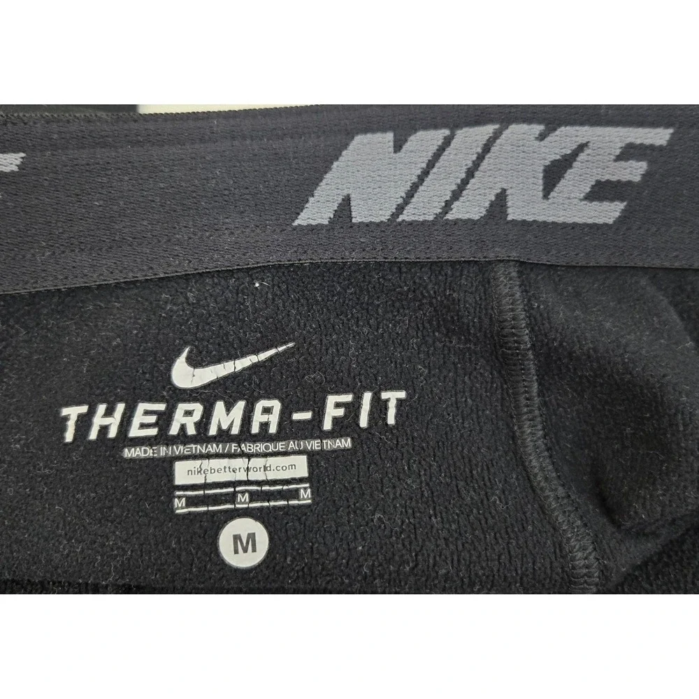 Nike Therma-FIT Mens M Black Gray Stripe Athletic Training Pants Joggers Track‎